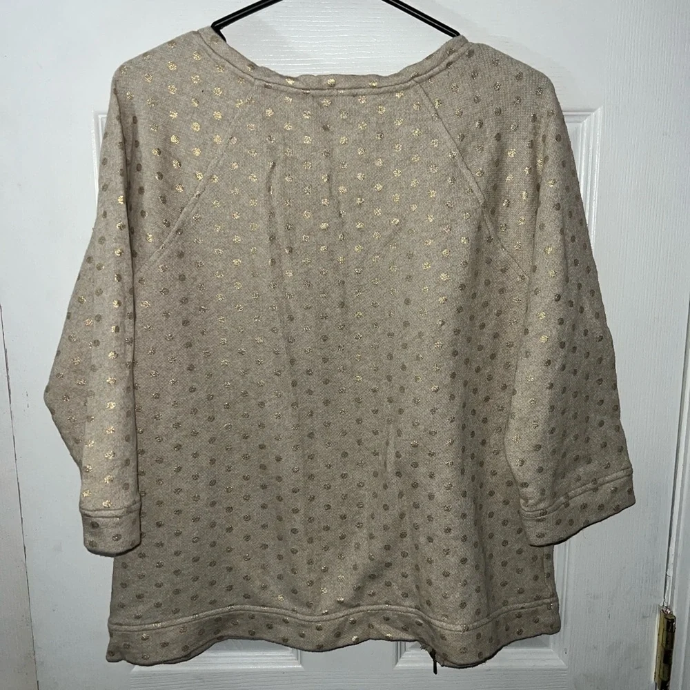 The Limited Cream Polka Dot Zipper Accent Crew Neck Sweatshirt Size Large - Picture 5 of 5